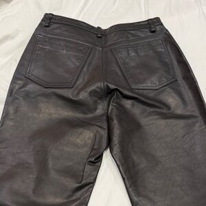 Banana Republic Black Leather Straight Leg Pants Size 12 GUC
